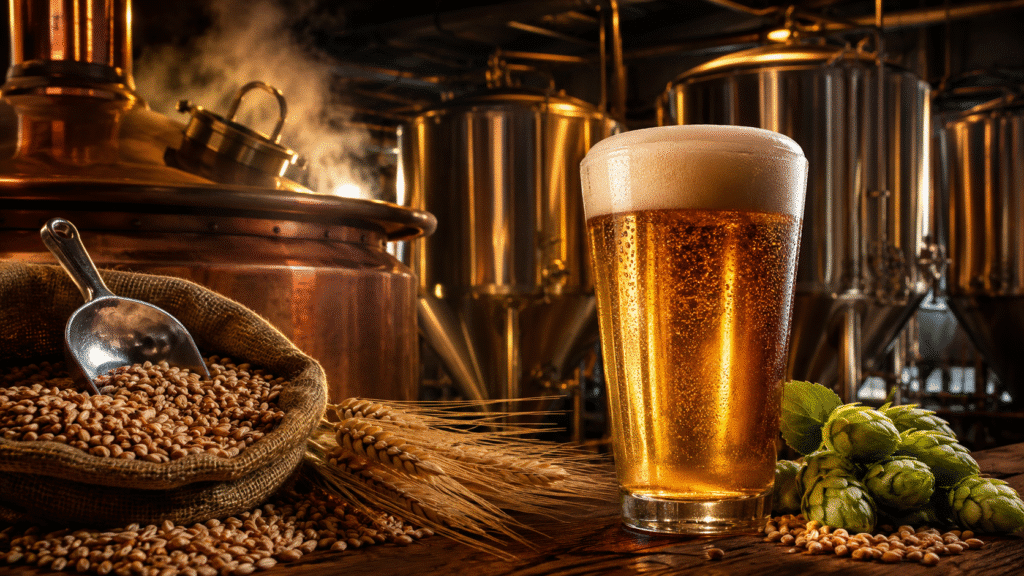 Premium super strong beer served chilled in a glass
