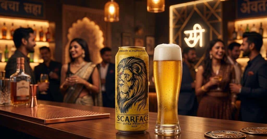 Scarface Beer featured as a top 10 beer choice, showcasing a bold, strong brew with a premium look and refreshing appeal.