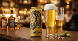 Premium beer brand Scarface showcasing quality brewing and refreshing taste.