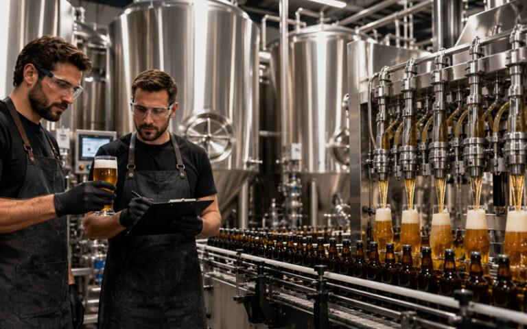 Beer Brewing Process showing malted barley and brewing ingredients