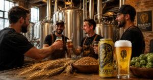 Beer Brewing Process in a modern brewery with stainless steel tanks
